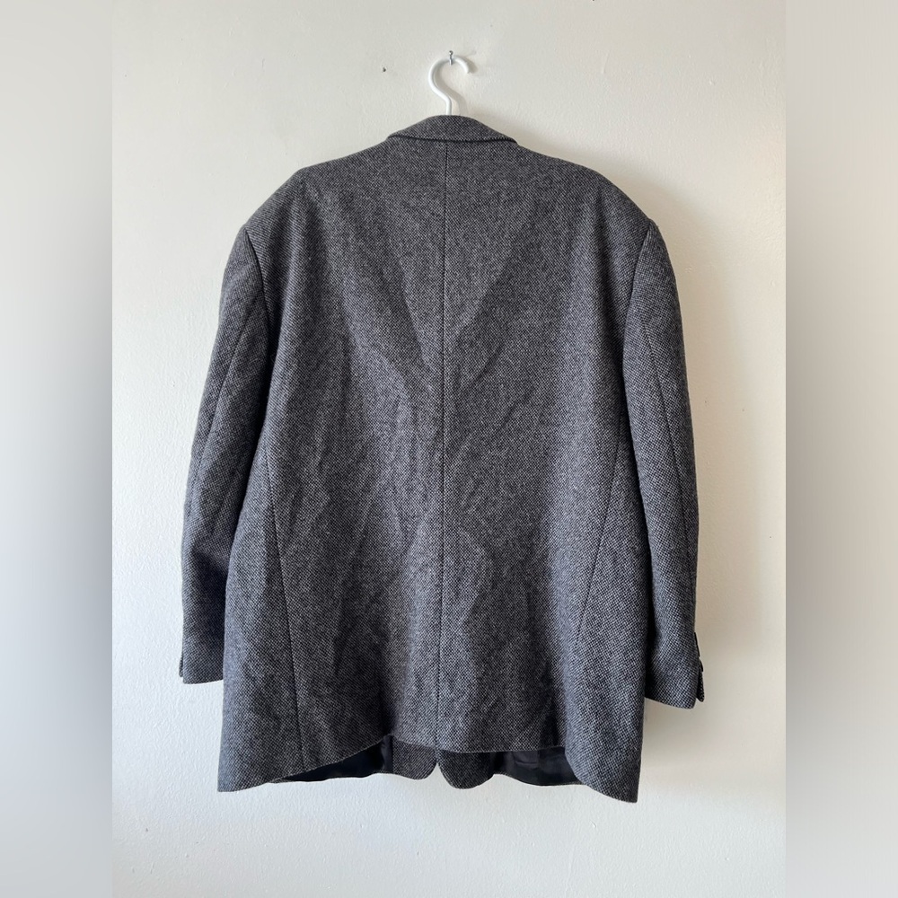 Vintage Protocol Pure Virgin Wool Gray Oversized Blazer Car Coat Jacket Men 48 - Picture 3 of 14